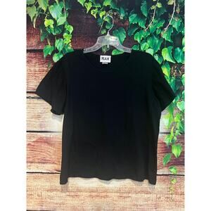 Flax Classic Short Sleeve T-Shirt Black 100% Cotton Lounge Crewneck Women's XL
